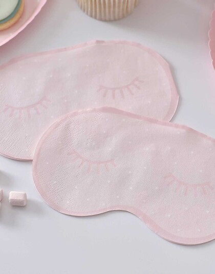 Ginger Ray 16 stk Rosa Øyemaskeformede Servietter Hvite Prikker 16,5x9,4 cm Pamper Party PAMP 206