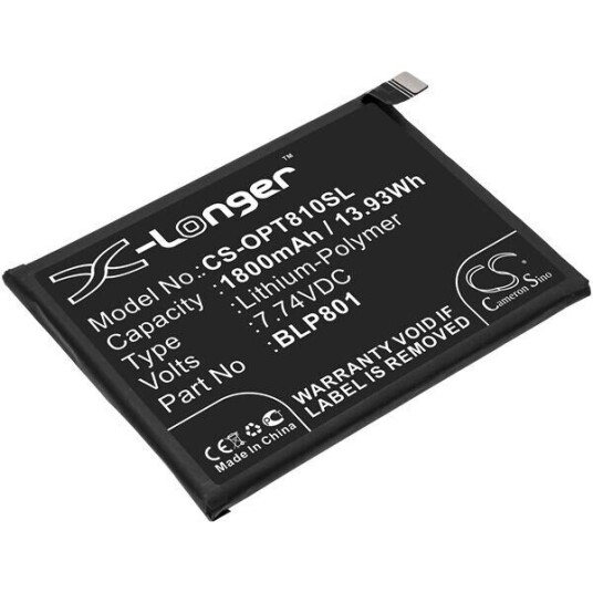 OnePlus 8T+ batteri (1800 mAh 7.74 V, Sort) OnePlus 8T+ batteri (1800 mAh 7.74 V, Sort)