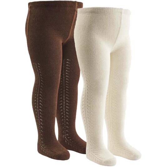 Müsli Bark/ Balsam Cream Lace Tights 2-pakning 80-86