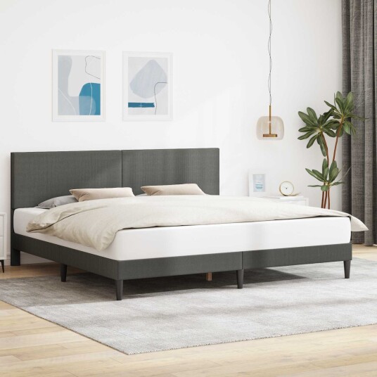 Sengestamme med hodegjerde Mørkegrå 180 x 200 cm Corduroy stoff