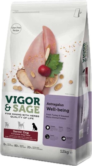 Vigor & Sage Well-Being Astragalus Senior Tørrfôr til Hund 12 kg Vigor & Sage Well-Being Astragalus Senior Tørrfôr til Hund 12 kg