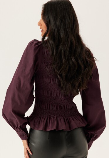 Bubbleroom V neck Cotton Smock Blouse