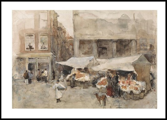 Markt Met Bloemenstalletjes By Floris Arntzenius Plakat Plakat / 21x30cm