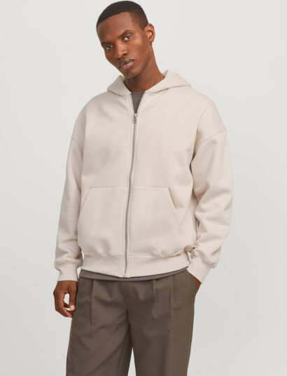 Jack & Jones Jjeurban Edge Sweat Zip Hood Noos - Cream - L