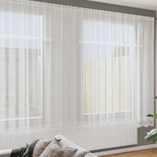  Gardiner med gardiner Blomster Hvit Polyester