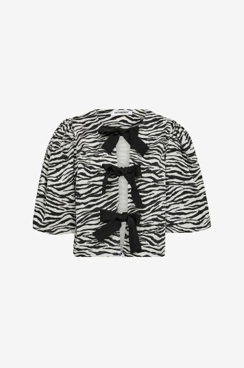 co’couture - Bluse ZionCC Zebra Bow Blouse - Svart
