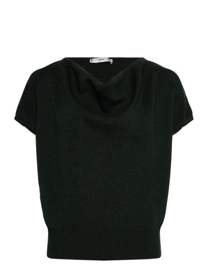 Mango Short-Sleeved Top With Draped Neckline - Green - XS
