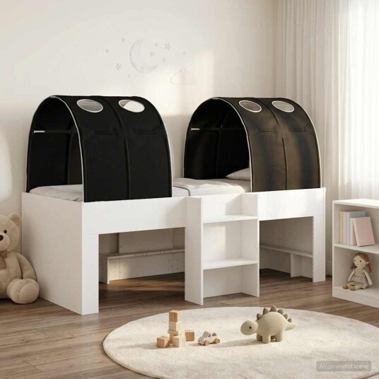 Seng med tunnel 4 pcs Hvit og svart Konstruert tre