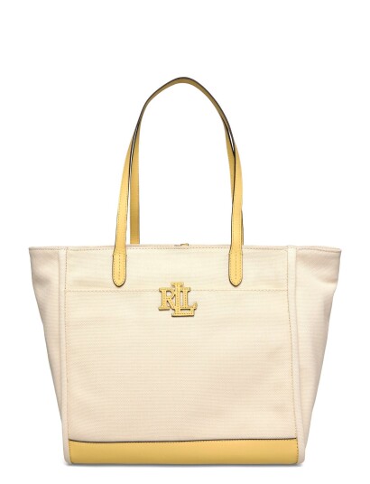 Lauren Ralph Lauren Canvas Large Cameryn Tote Bag Cream ONE SIZE Lauren Ralph Lauren Canvas Large Cameryn Tote Bag Cream ONE SIZE