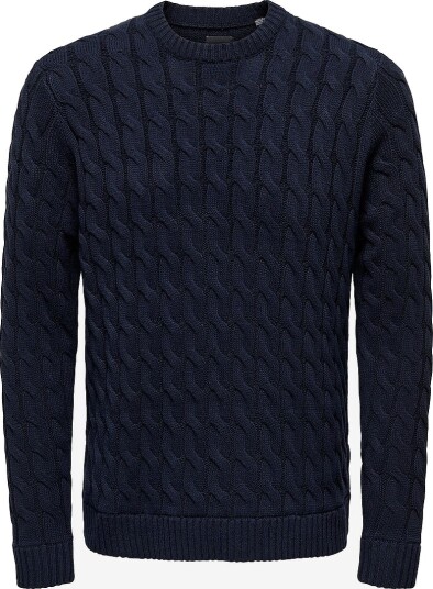 Only & Sons Pullover onsKicker Life Reg 3 Cable Crew Kni Blå