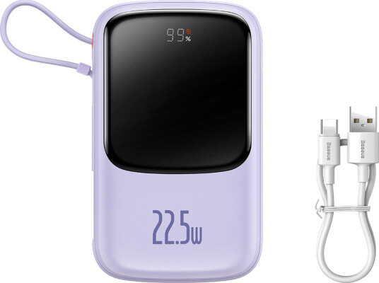 Baseus Qpow Pro Fast Charge Power Bank 10000mAh 22.5W nødlader Lilla