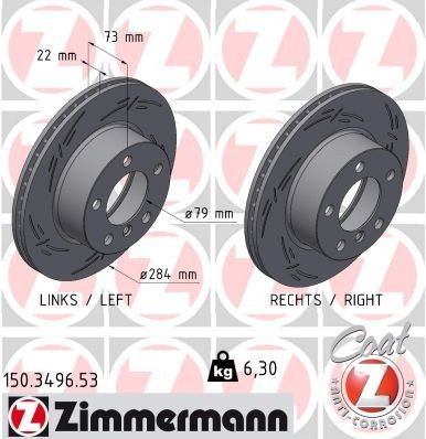 Bremseskive ZIMMERMANN 150.3496.53