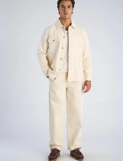Lindbergh Pleated Pants In Colored Denim   Cream   38 x 32