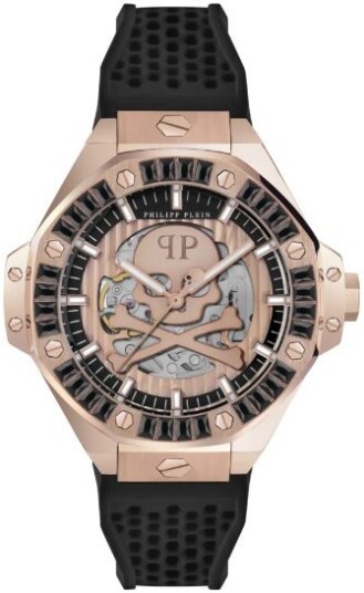 Philipp Plein Herreklokke PWPFA0324 The Skeleton Rosegullfarget/Gummi