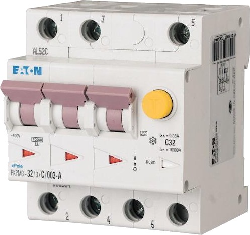 Eaton Jordfeilautomat PKPM3 10A/3/C/003 Li/A Eaton Jordfeilautomat PKPM3 10A/3/C/003 Li/A