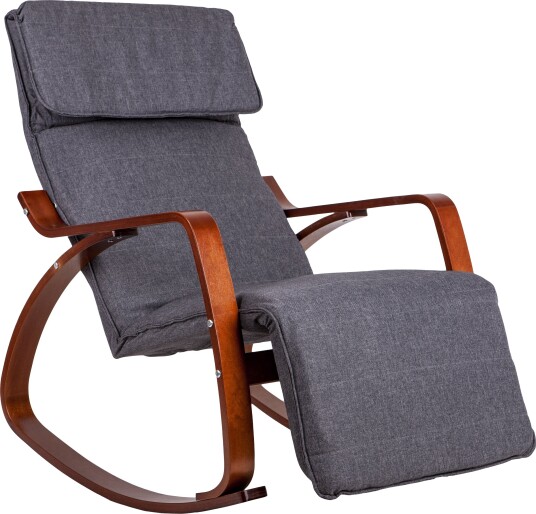 Regulerbar gyngestol med fotskammel trearmer ModernHome Regulerbar gyngestol med fotskammel trearmer ModernHome