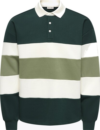 Only & Sons Benedict Long Sleeve Rugby Relax Sweat Polo Grønn XXL