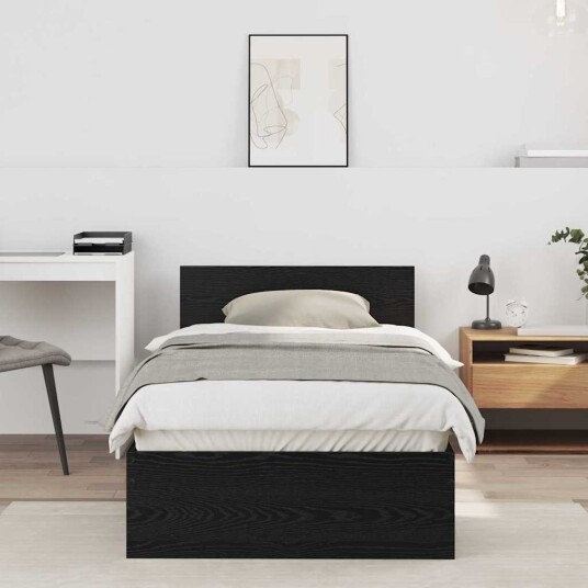  senge ramme svart eik 90x190 cm konstruksjon tre