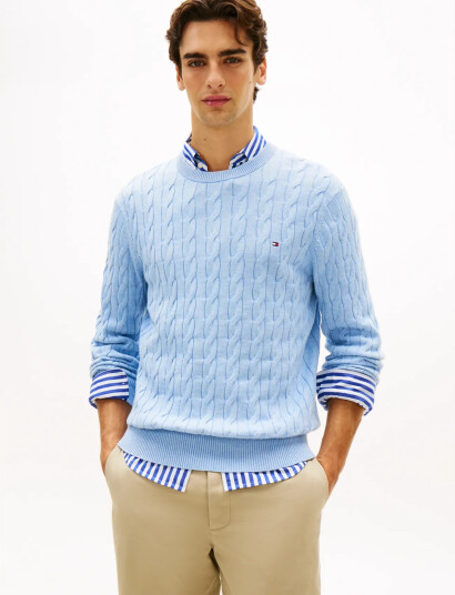 Tommy Hilfiger Classic Cotton Cable Crew Neck Blue XXL Tommy Hilfiger Classic Cotton Cable Crew Neck Blue XXL