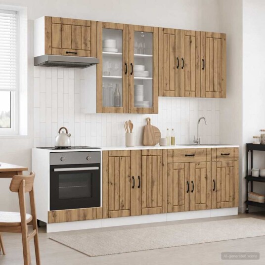 vidaXL Kjøkken enhet LUCCA 8 pcs Artisan eik Konstruert tre