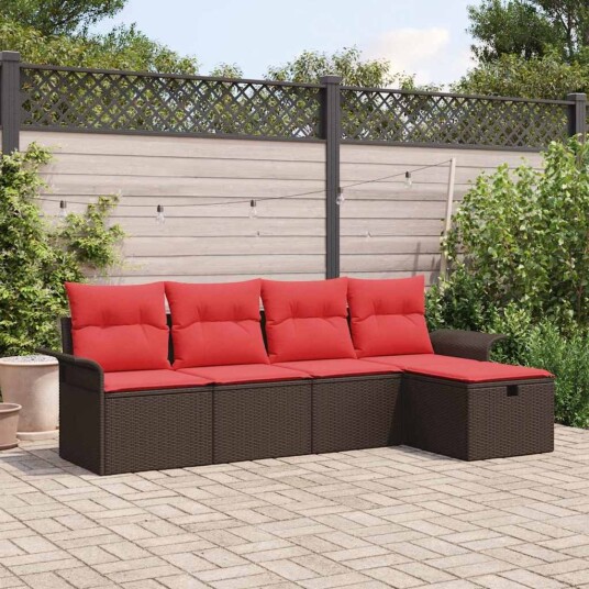 vidaXL Hagesofa Set 5 stk. Poly rattan