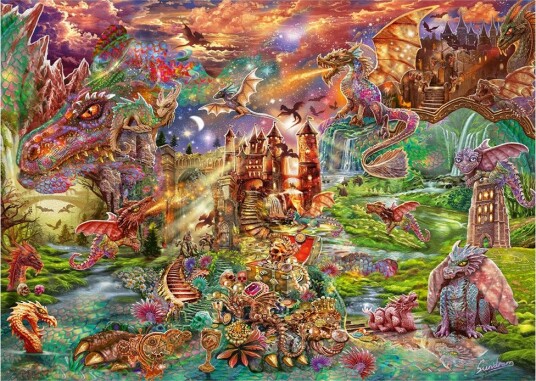 Schmidt Puzzles Puslespill 2000 Brikker Dragons