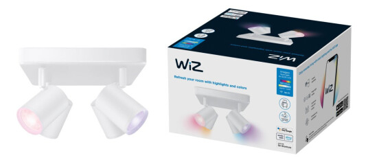 Wiz Overflatemontert Imageo Square Hvit 4 Spots - Smart Led-Belysning - Farget Og Hvitt Lys - Gu10 - 4X 5W - Wi-Fi