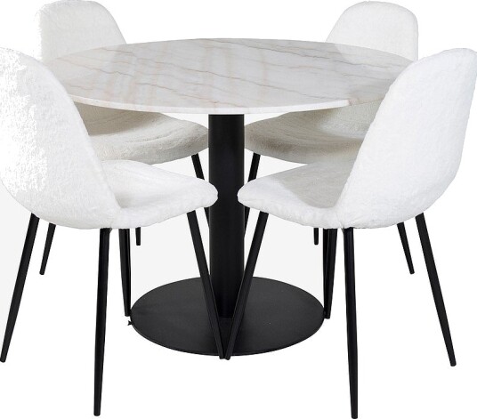 Venture Home Spisegruppe Estri med 4 Penally spisestoler Hvit Venture Home Spisegruppe Estri med 4 Penally spisestoler Hvit