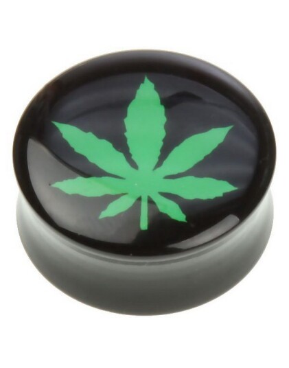 June Body Weed Svart Piercing Plugg Strl 20 mm