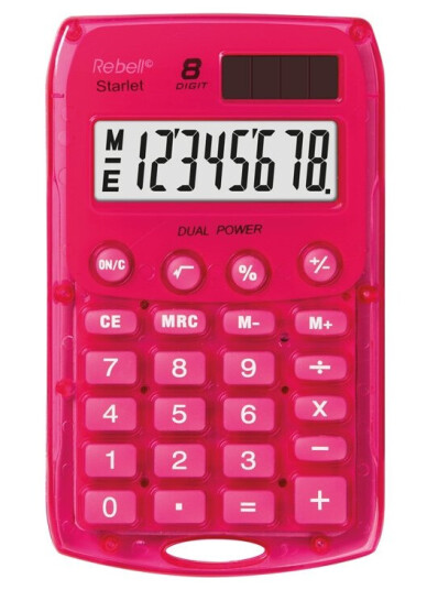 Rebell Starlet Pk, Lomme, Grunnleggende, 8 Sifre, 1 Linjer, Batteri/Solcelle, Rosa Rebell Starlet Pk, Lomme, Grunnleggende, 8 Sifre, 1 Linjer, Batteri/Solcelle, Rosa