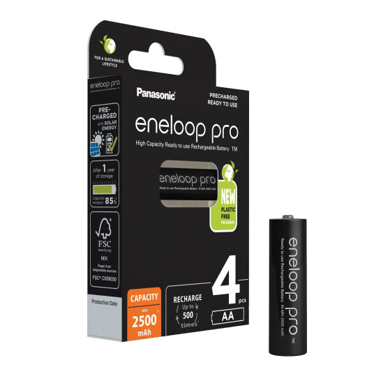 Panasonic Eneloop Pro AA Batterier 4pk Oppladbare batterier. 2500mAh Panasonic Eneloop Pro AA Batterier 4pk Oppladbare batterier. 2500mAh