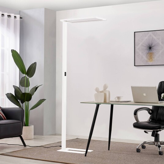 Prios Taronis LED-gulvlampe for kontor, dimmer, hvit Prios Taronis LED-gulvlampe for kontor, dimmer, hvit