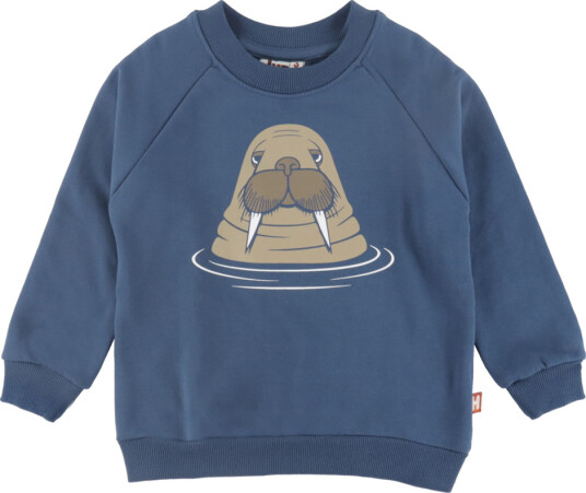 DYR Cph Collegegenser Dyrebelg Dark Grey Blue Hvalross DYR 5 år (110) Collegegenser Blå Brun Grå