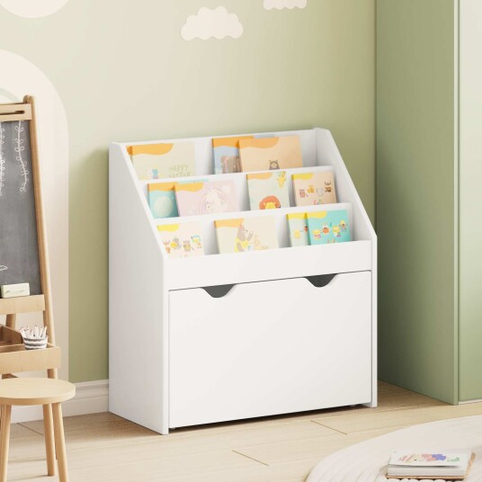 vidaXL Barneskrivebokhylle Hvit 60 x 29,5 x 69 cm Konstruert tre vidaXL Barneskrivebokhylle Hvit 60 x 29,5 x 69 cm Konstruert tre