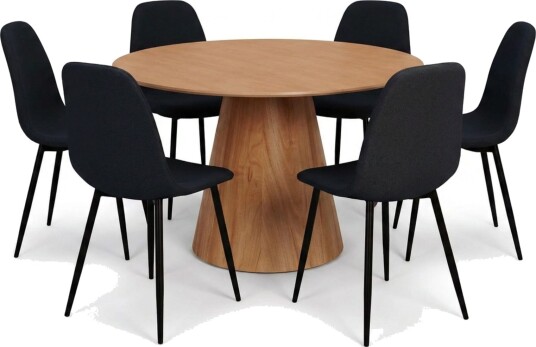Siena spisegruppe rund 130 cm eik med 6 Nibe spisestoler - Eik