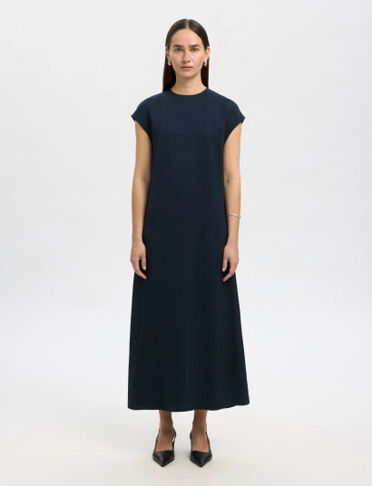 Selected Slflina Sl Ankle Slim Dress Navy 34 Selected Slflina Sl Ankle Slim Dress Navy 34