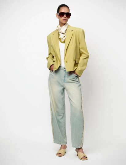 Dante6 Dante6 Reyes Relaxed Fit Cropped Blazer Yellow 40 Dante6 Dante6 Reyes Relaxed Fit Cropped Blazer Yellow 40