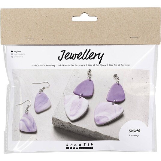 Mini Craft Kit Jewellery Marbled Earrings light purple 977676