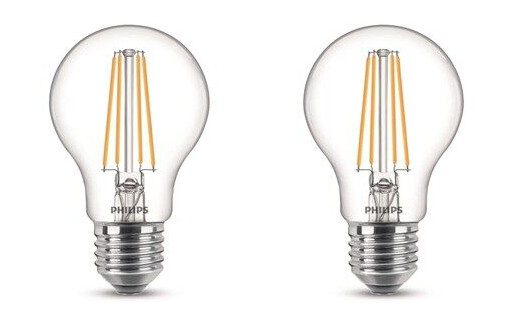 Philips LED-lyspære LEDClassic 7W/827 (60W) clear 2-pack E27 Philips LED-lyspære LEDClassic 7W/827 (60W) clear 2-pack E27