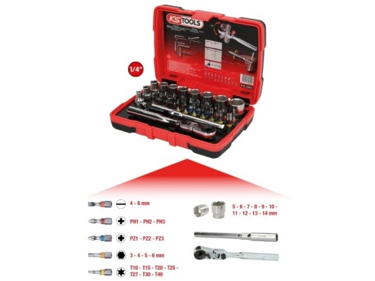 Ks Tools 918.3005 Støpselsett 33 Hoder Kromvanadiumstål Din 3126 Iso 1173 - C 6,3 405 G
