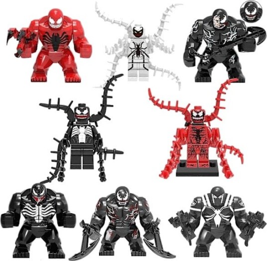 8 Stk. Actionfigurer Byggeklosser Sett Samleobjekter 4,5-7,1 cm Venom Minifigurer Byggesett (FMY)