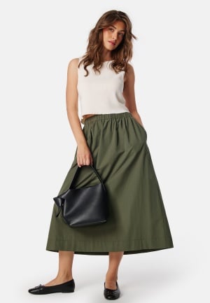 BUBBLEROOM Pocket Midi Skirt Khaki green XL