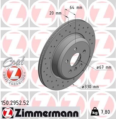 Bremseskive ZIMMERMANN 150.2952.52 Bremseskive ZIMMERMANN 150.2952.52