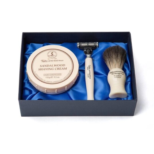 Taylor of old Bond Street's Giftbox Pure Badger & Shaving Cream-Sandalwood