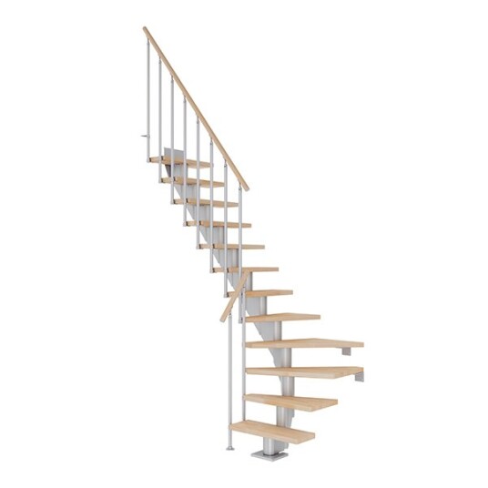 Dolle Frankfurt L-trapp I Pearl Grey -classic Ii-oljeret Bøk-65-12 - Loddret Høyde 240 279