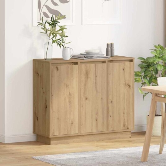  Sideboard med LED i Artisan Eik 90x32x75 cm Ingeniørtre