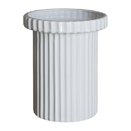 DBKD Stripe potte liten h18 cm Ø12 cm Shiny white DBKD Stripe potte liten h18 cm Ø12 cm Shiny white