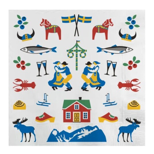 Citronelles Sweden Traditions serviett 33x33 cm 25 stk multi
