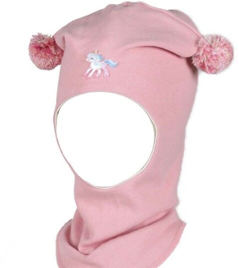 Kivat balaclava lue i bomull med enhjørning Vintage Pink 2 4 år
