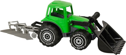 Plasto Traktor med Plog & Frontlaster 52 cm Plasto Traktor med Plog & Frontlaster 52 cm